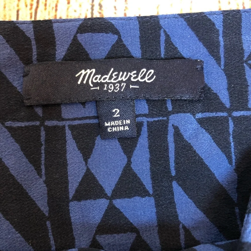 Madewell Skyline 100% Silk Skirt Geometric Print Sz 2 - Picture 5 of 6